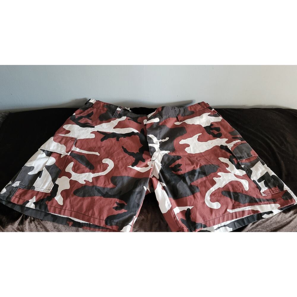 US Military Style Ripstop Camo Cargo Shorts Red Woodland BDU NWT Made USA...